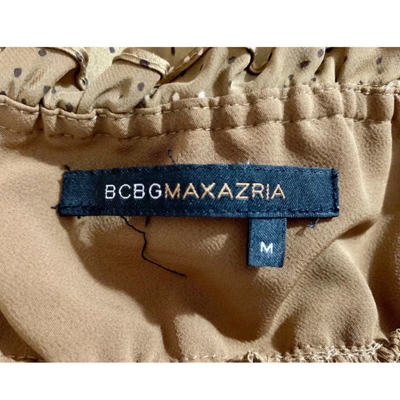 BCBGMAXAZRIA Brown Polka Dot Silk Babydoll Dress - Picture 4 of 4